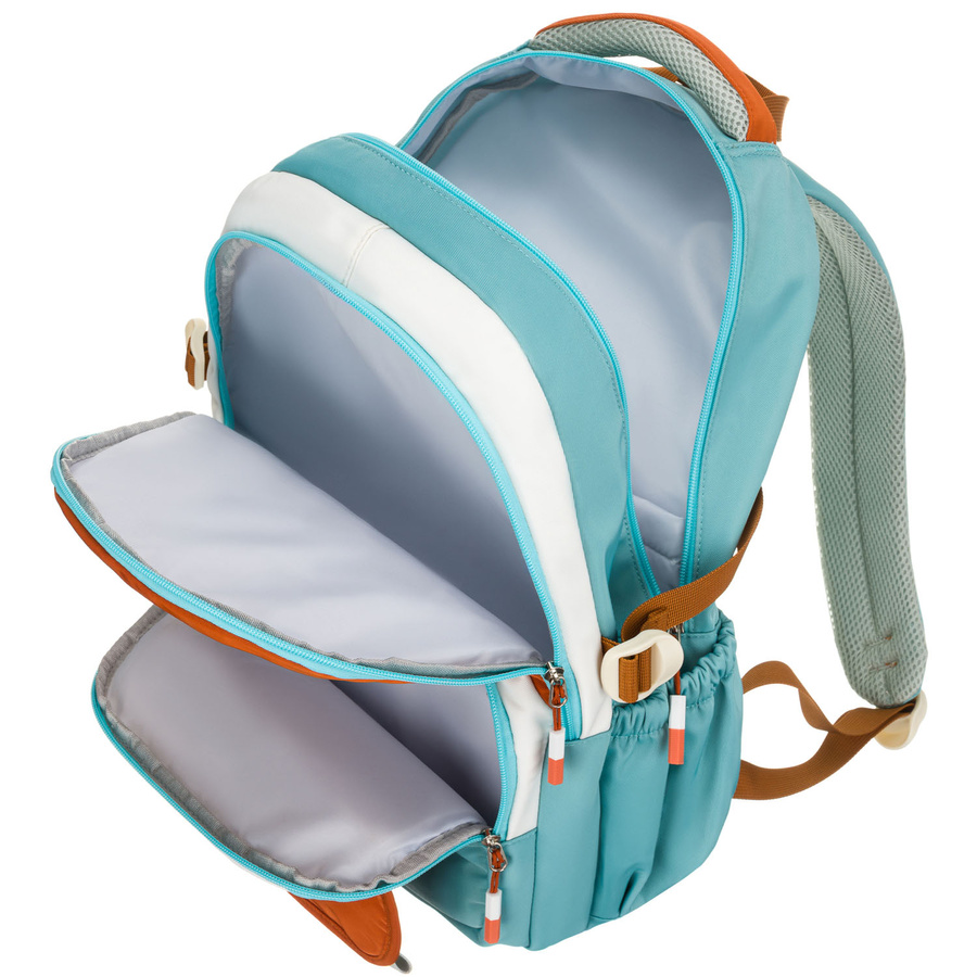 Blau-orangefarbener Schulrucksack mit Laptopfach, feuchtigkeitsbeständig – Peterson – Bild 9