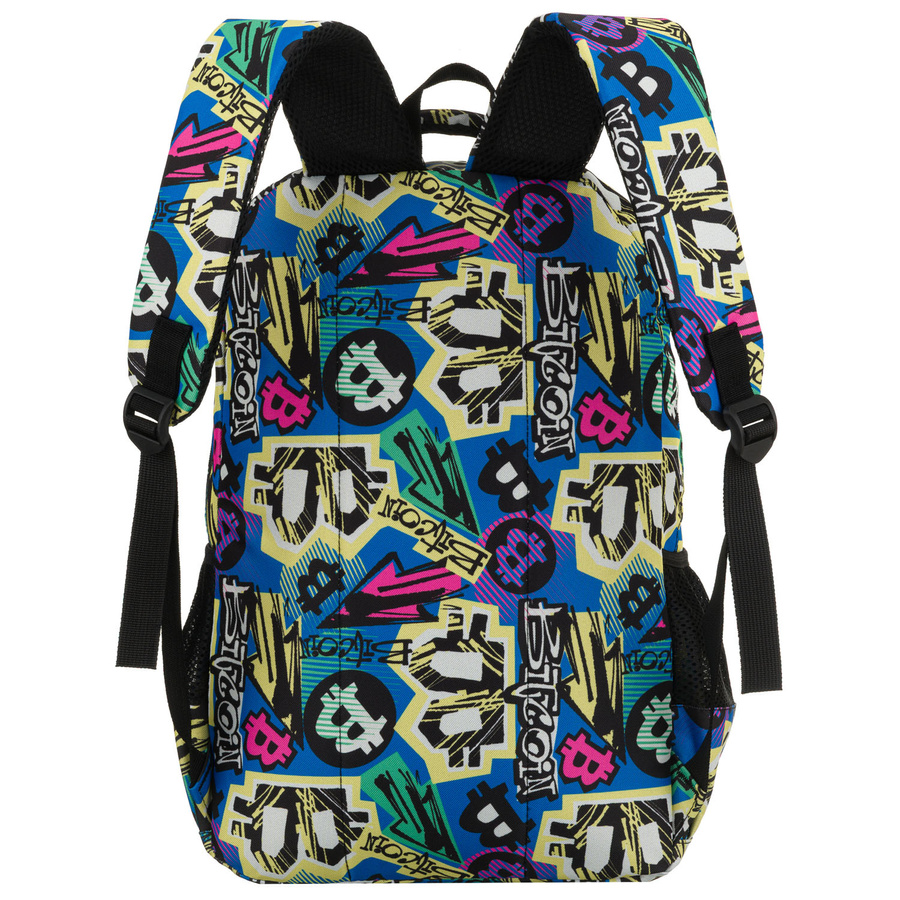 Jugendrucksack für die Schule, aus Polyester mit einem Graffiti-Muster genäht, an verstellbaren Trägern aufgehängt - Peterson – Bild 5