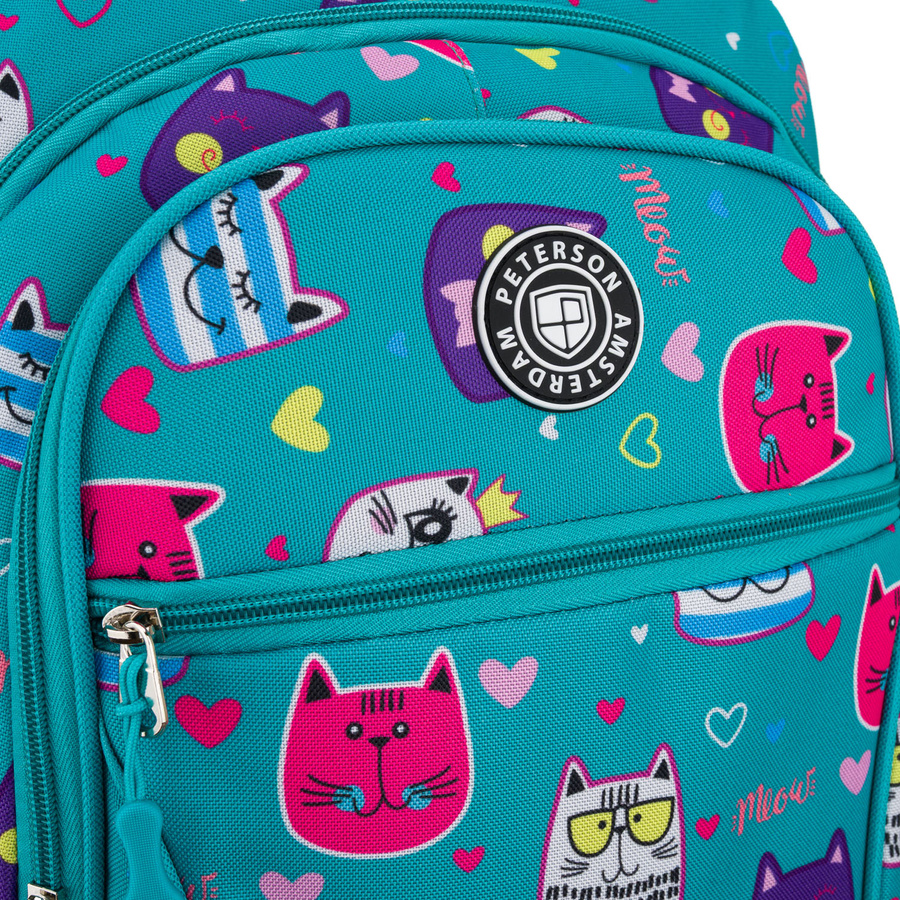 Jugendlicher Schulrucksack aus Polyester mit einem bezaubernden Katzenmuster – Peterson – Bild 9