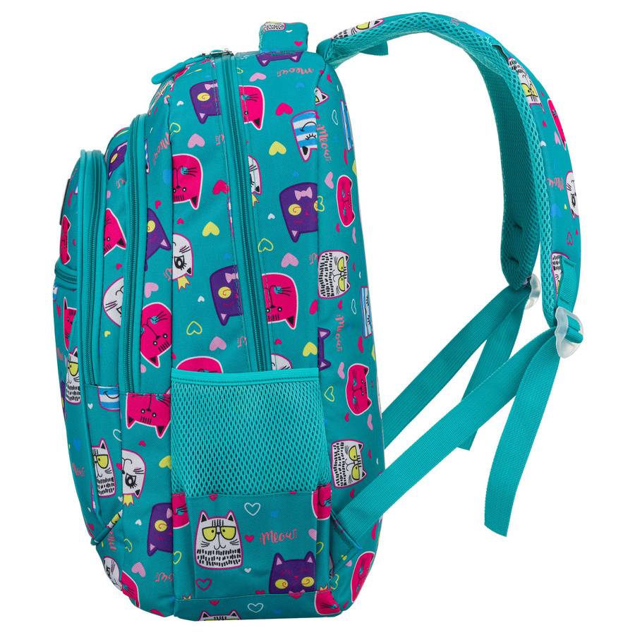 Jugendlicher Schulrucksack aus Polyester mit einem bezaubernden Katzenmuster – Peterson – Bild 4