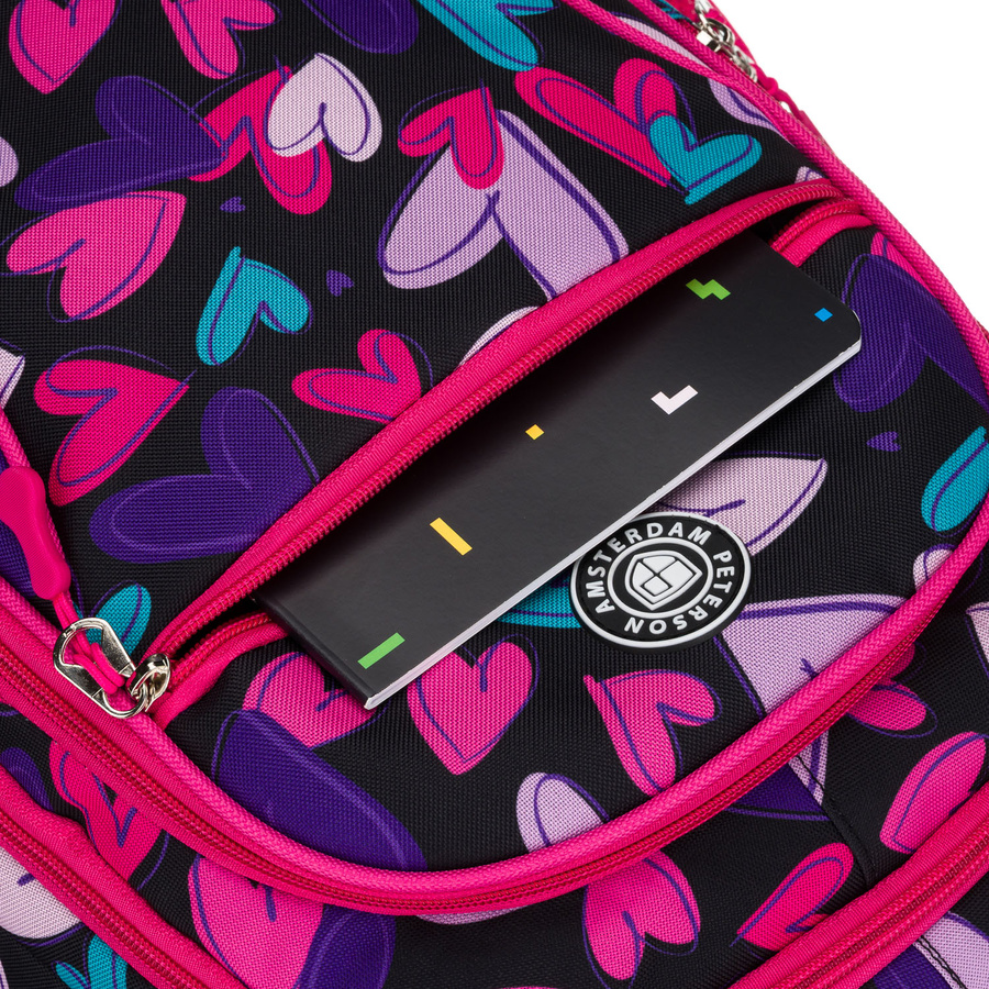 Jugendlicher Schulrucksack aus Polyester mit Herzmuster – Peterson – Bild 14