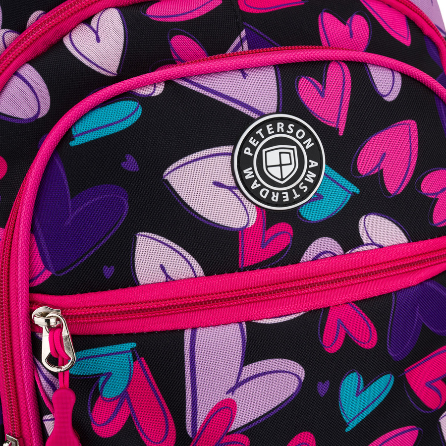 Jugendlicher Schulrucksack aus Polyester mit Herzmuster – Peterson – Bild 9