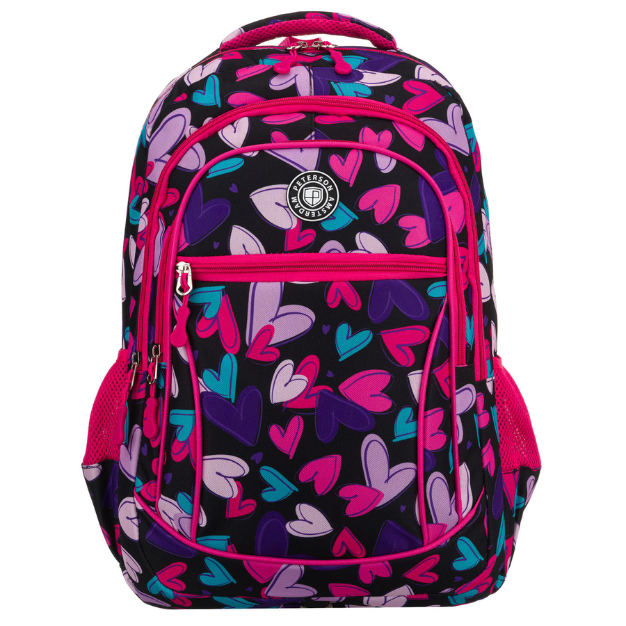 Jugendlicher Schulrucksack aus Polyester mit Herzmuster – Peterson – Bild 2