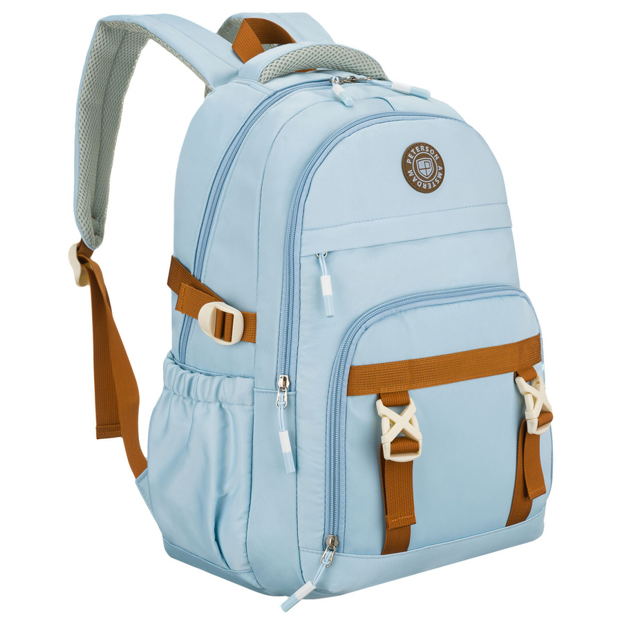Peterson Schulrucksack aus Polyester in Hellblau mit verstellbaren Trägern