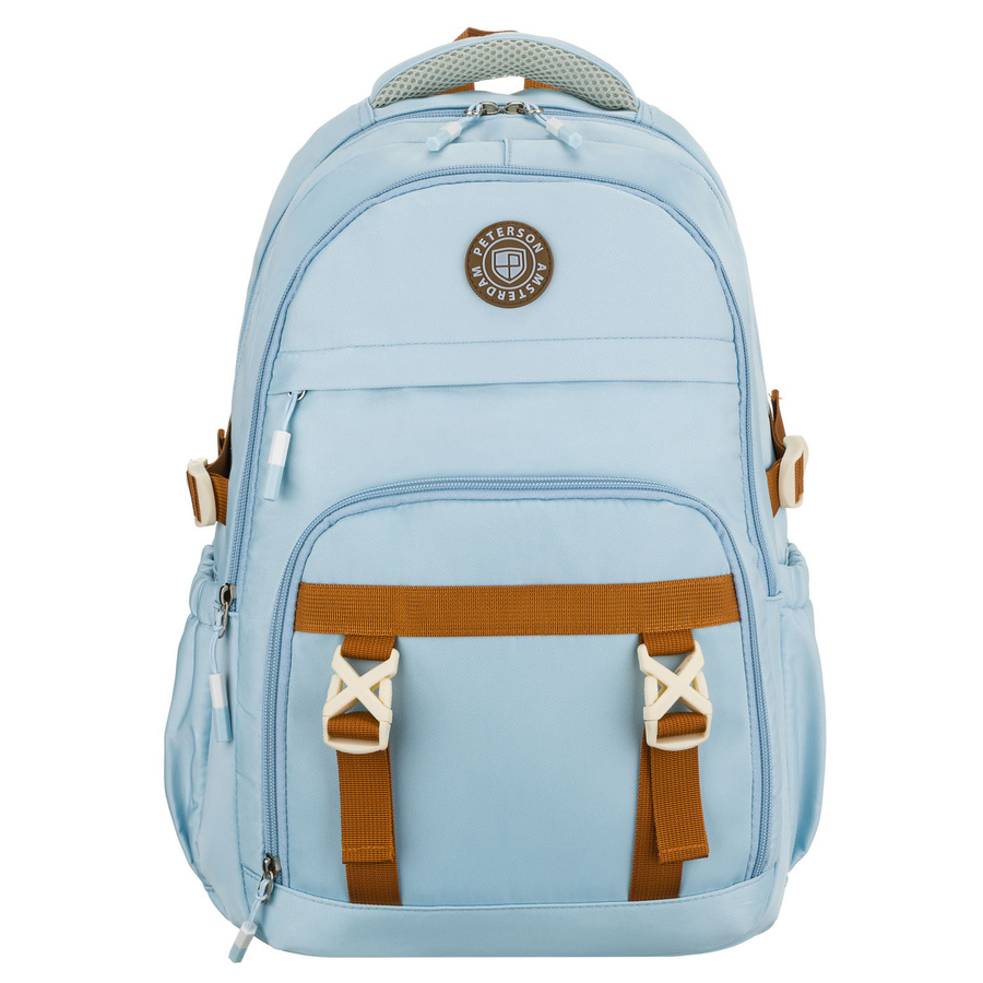 Peterson Schulrucksack aus Polyester in Hellblau mit verstellbaren Trägern – Bild 2