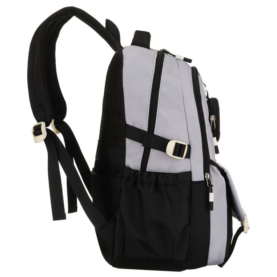 Grau-schwarzer Schulrucksack aus Polyester mit zusätzlicher Tasche - Peterson – Bild 2