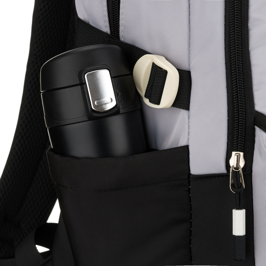 Grau-schwarzer Schulrucksack aus Polyester mit zusätzlicher Tasche - Peterson – Bild 16