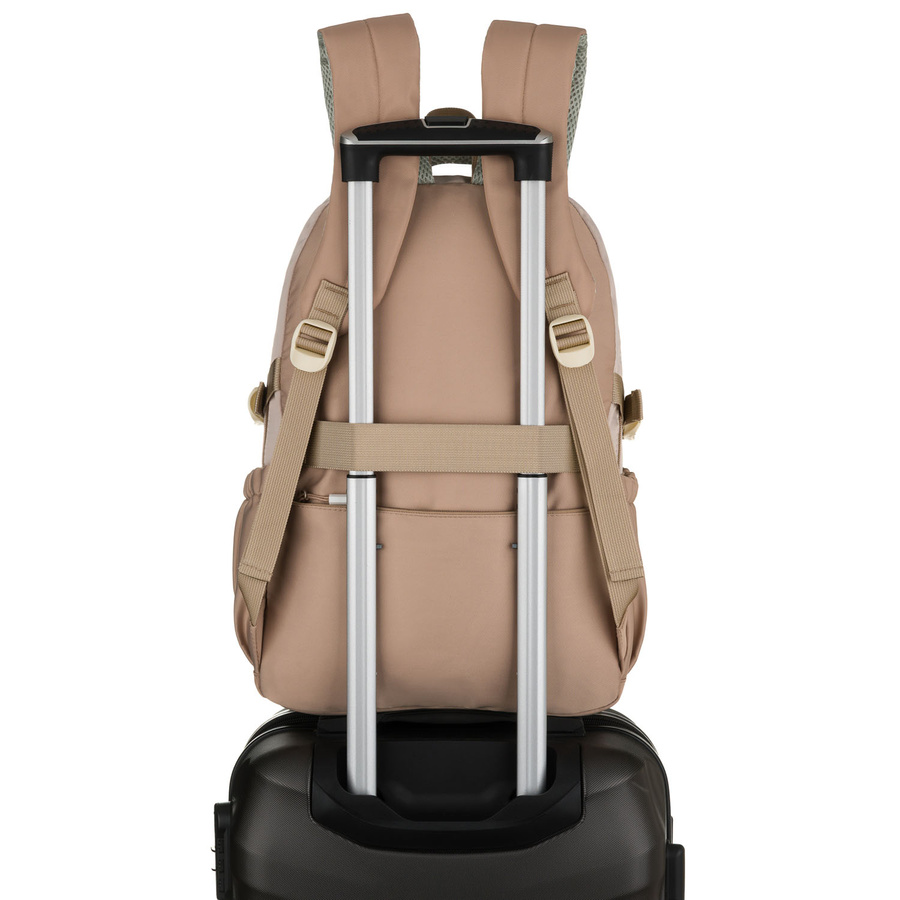 Praktischer Schulrucksack aus Polyester in Beige mit einer zusätzlichen Tasche und Platz für eine Trinkflasche - Peterson – Bild 6