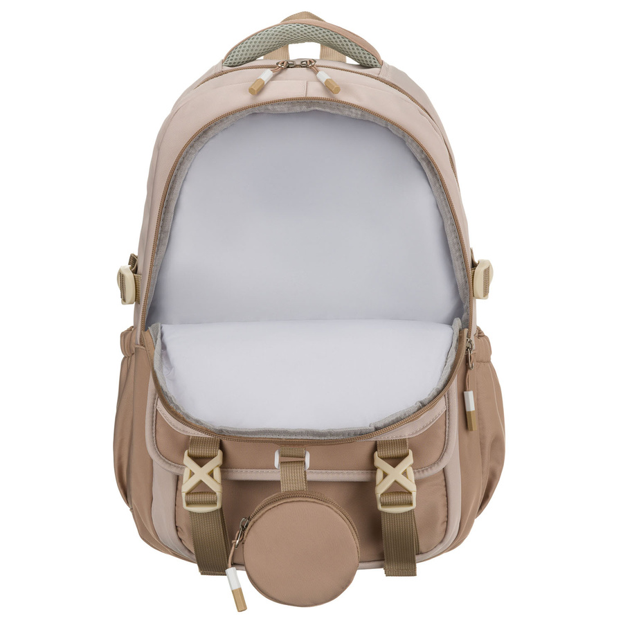 Praktischer Schulrucksack aus Polyester in Beige mit einer zusätzlichen Tasche und Platz für eine Trinkflasche - Peterson – Bild 7