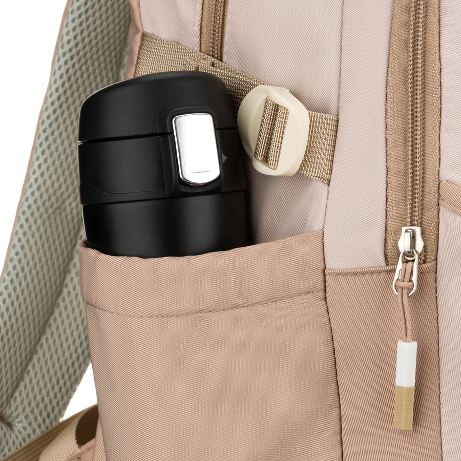 Praktischer Schulrucksack aus Polyester in Beige mit einer zusätzlichen Tasche und Platz für eine Trinkflasche - Peterson – Bild 16