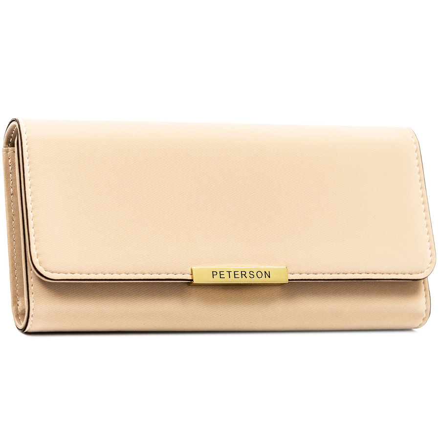 Beige Damen-Geldbörse aus Öko-Leder mit Druckknopfverschluss – Peterson – Bild 2