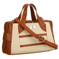 Elegante Damenhandtasche in Ecru und Braun aus synthetischem Material – Peterson