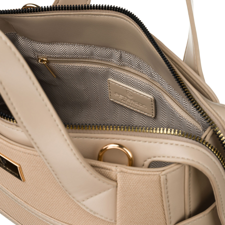 Elegante, beige Damen-Handtasche aus synthetischem Material, mit Reißverschluss – Peterson – Bild 5
