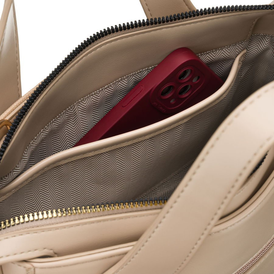 Elegante, beige Damen-Handtasche aus synthetischem Material, mit Reißverschluss – Peterson – Bild 6