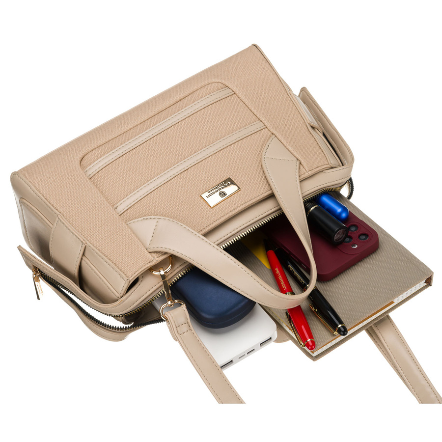 Elegante, beige Damen-Handtasche aus synthetischem Material, mit Reißverschluss – Peterson – Bild 8
