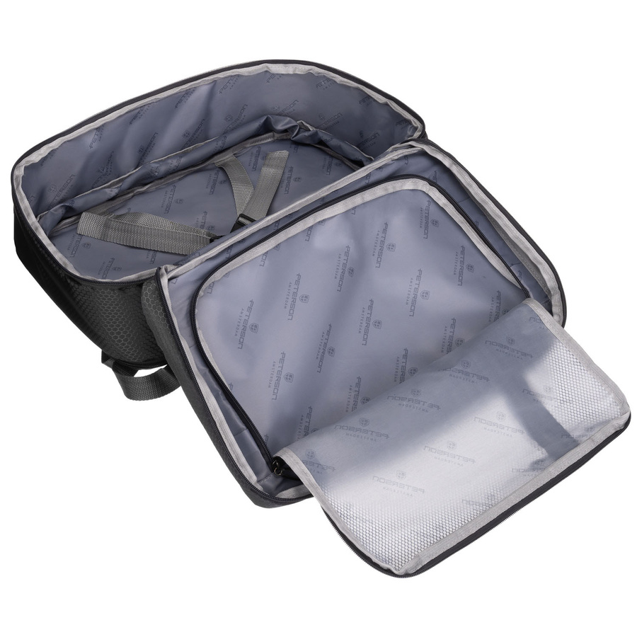 Grauer Reise-Rucksack aus Polyester, aufgehängt an verstellbaren Trägern - Peterson – Bild 10