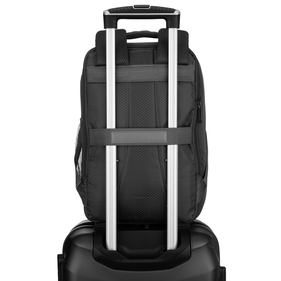 Grauer Reise-Rucksack aus Polyester, aufgehängt an verstellbaren Trägern - Peterson – Bild 6