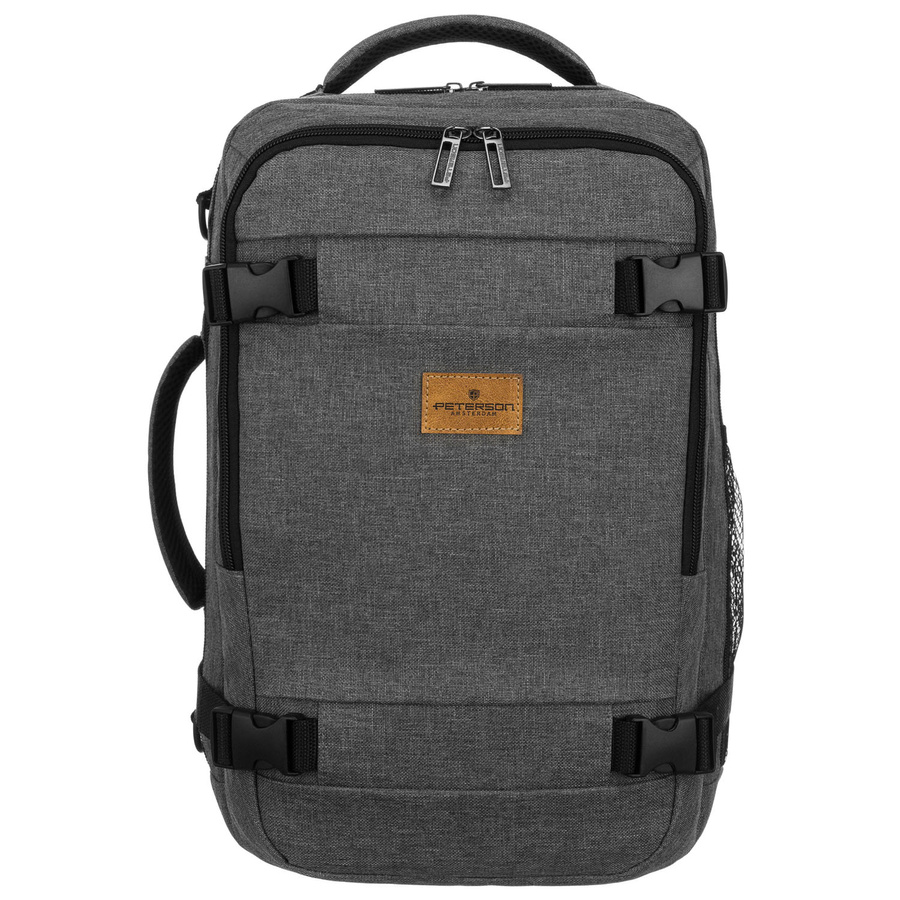 Reise-Rucksack aus Polyester in Grau, ausgestattet mit einem ansteckbaren Gürtel – Peterson – Bild 3