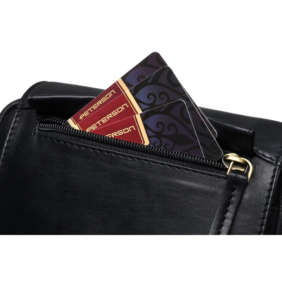 Schwarze Herren-Umhängetasche aus Leder mit Reißverschluss und Magnetverschluss – Peterson – Bild 10