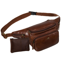 Klassische braune Herren-Bauchtasche aus Leder für die Hüfte – Peterson