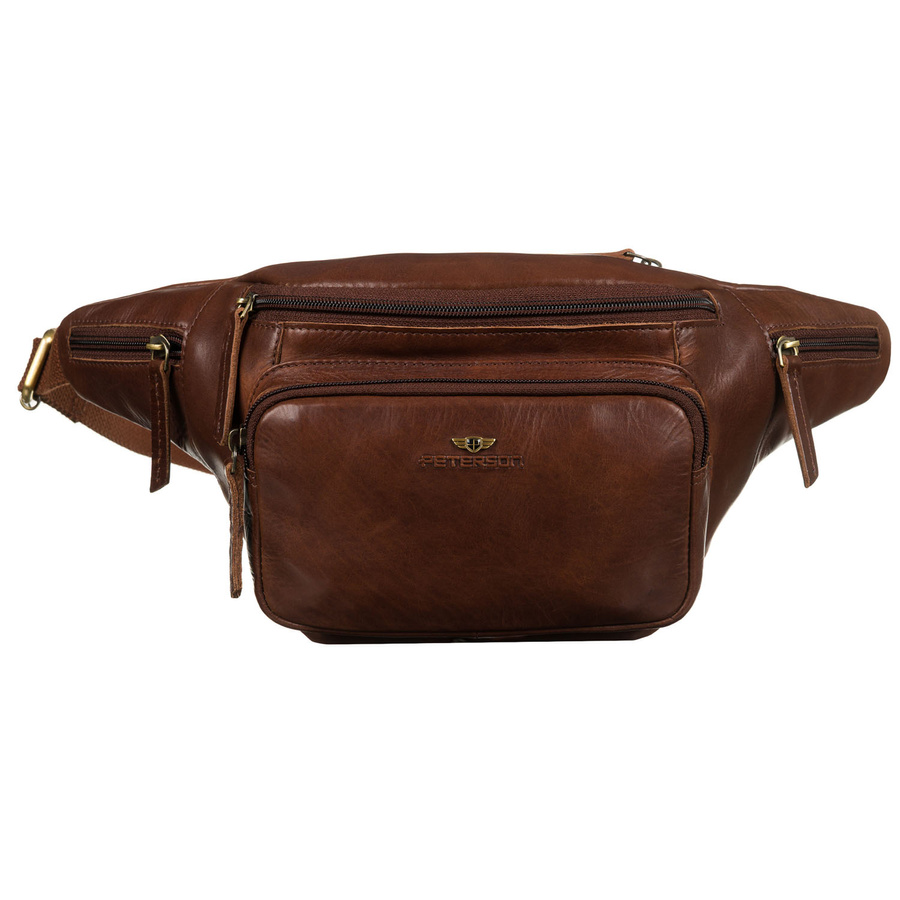 Klassische braune Herren-Bauchtasche aus Leder für die Hüfte – Peterson – Bild 3