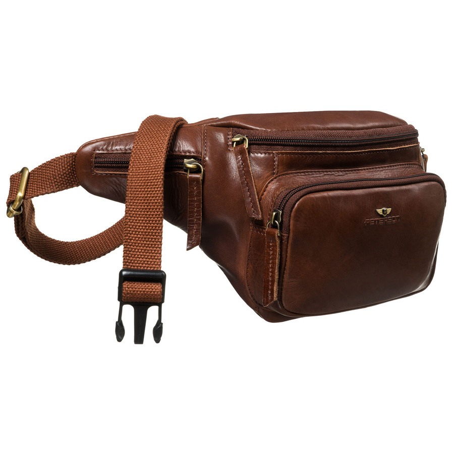 Klassische braune Herren-Bauchtasche aus Leder für die Hüfte – Peterson – Bild 4