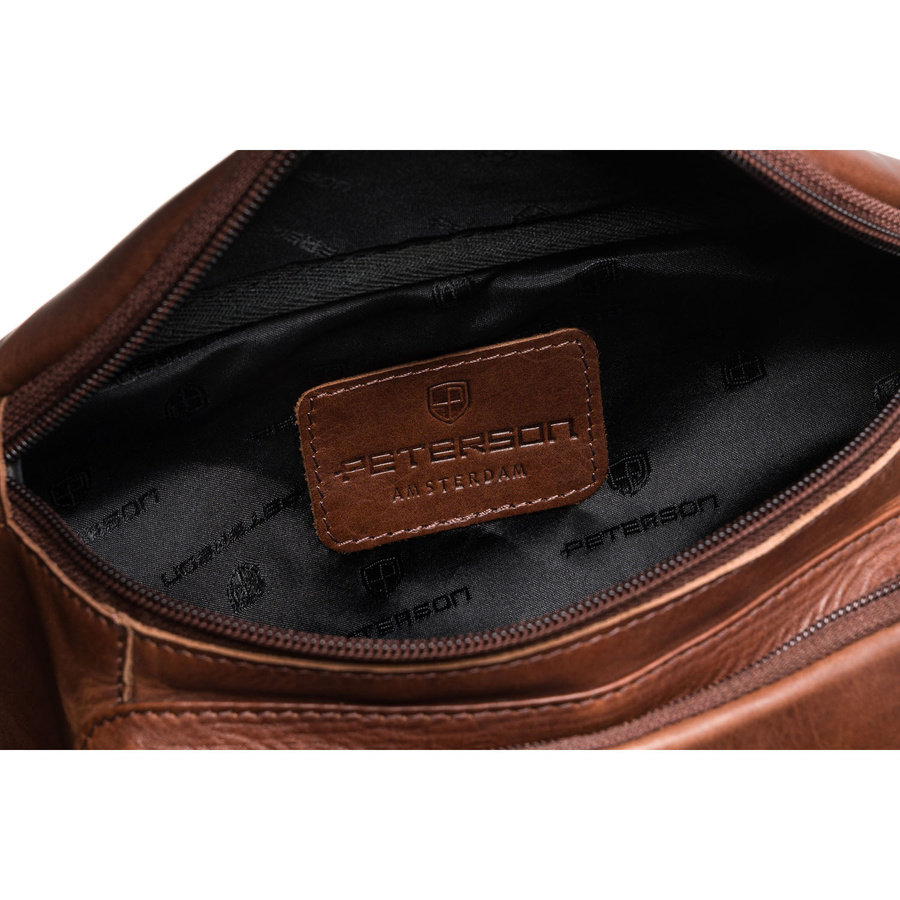 Klassische braune Herren-Bauchtasche aus Leder für die Hüfte – Peterson – Bild 7