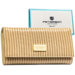 Beige Damen-Geldbörse aus Natur- und Öko-Leder im geflochtenen Muster – Peterson