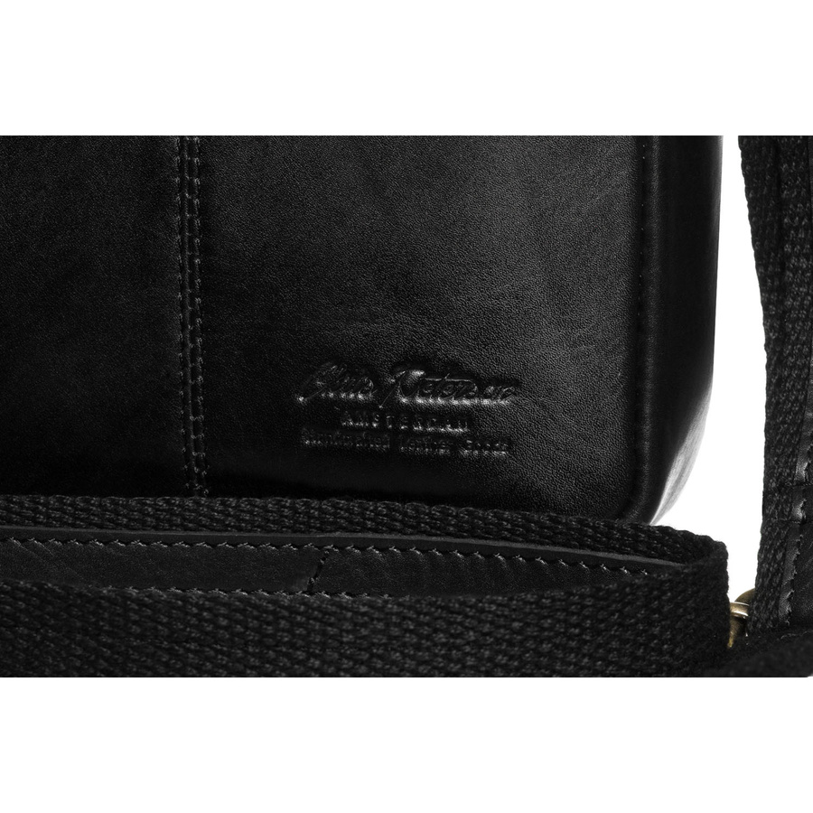 Schwarze Herren-Umhängetasche aus Leder mit goldenem Reißverschluss im Set mit einer kleinen Tasche – Peterson – Bild 6