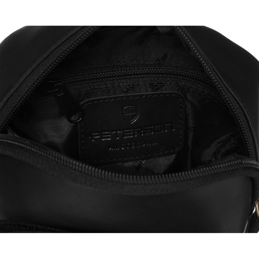 Schwarze Herren-Tasche aus Naturleder mit einer Herren-Geldbörse im Set – Peterson – Bild 5