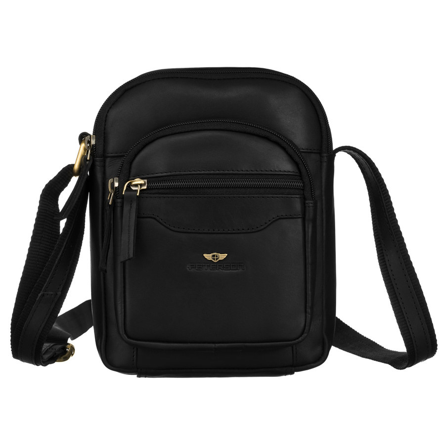 Schwarze Herren-Tasche aus Naturleder mit einer Herren-Geldbörse im Set – Peterson – Bild 3