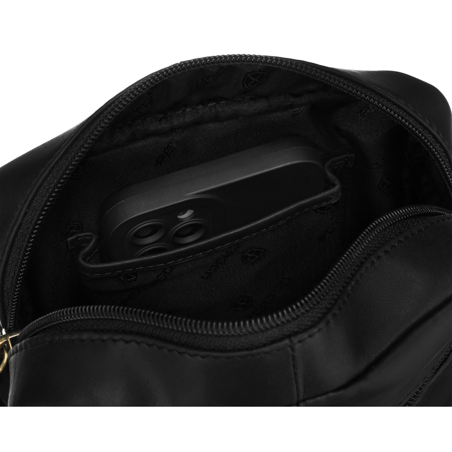 Klassische Herren-Umhängetasche aus Leder in Schwarz mit Taschen und Etui - Peterson – Bild 5