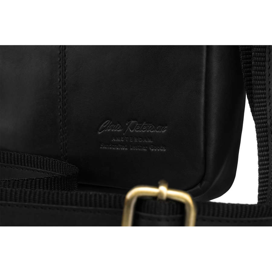 Klassische Herren-Umhängetasche aus Leder in Schwarz mit Taschen und Etui - Peterson – Bild 8