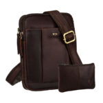 Herren-Schultertasche aus Leder in Braun mit einem Schlüsselmäppchen-Set – Peterson