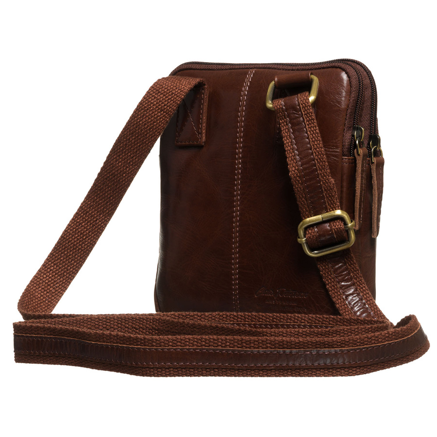 Herren-Schultertasche aus Leder in Braun mit einem Schlüsselmäppchen-Set – Peterson – Bild 4