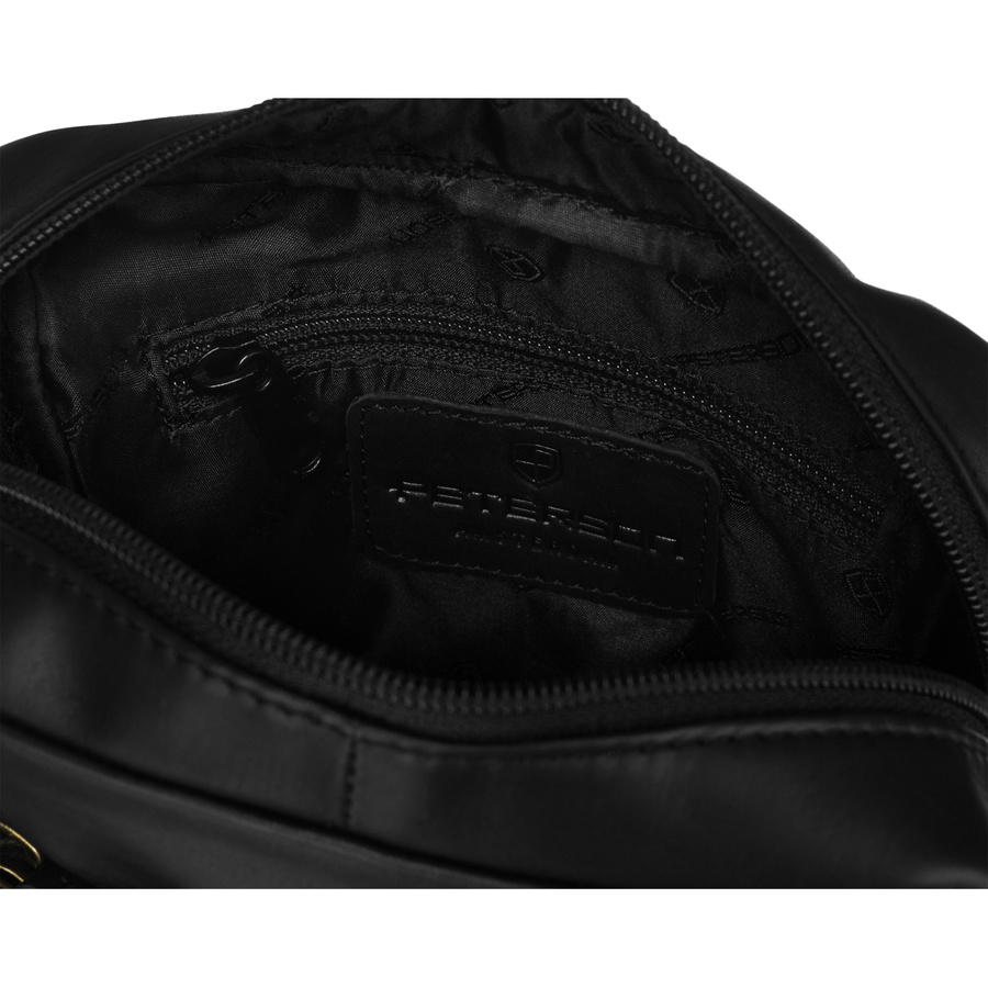 Klassische, schwarze Umhängetasche aus Naturleder mit Schlüssel-Etui im Set – Peterson – Bild 6