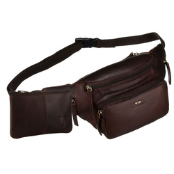 Braune Herren-Bauchtasche aus Leder mit Taschen und Schlüssel-Etui – Peterson