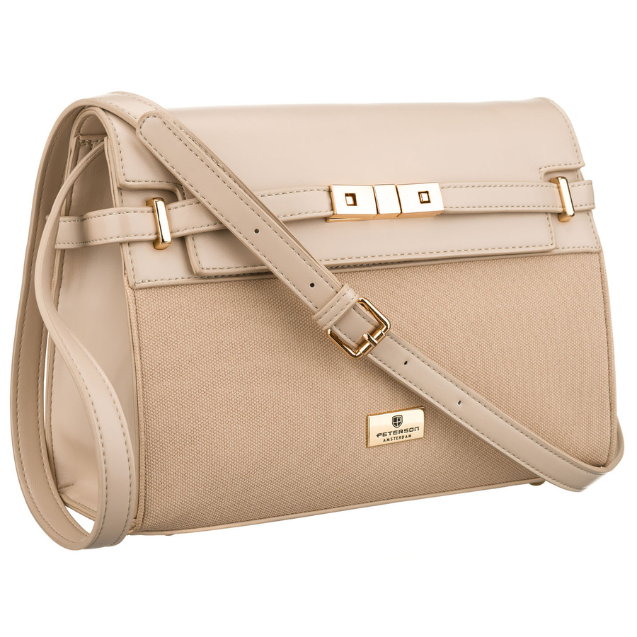 Beige Damen-Handtasche mit Reißverschluss und Magnetverschluss - Peterson