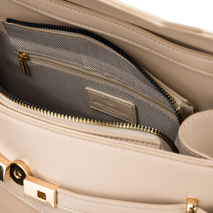 Beige Damen-Handtasche mit Reißverschluss und Magnetverschluss - Peterson – Bild 8