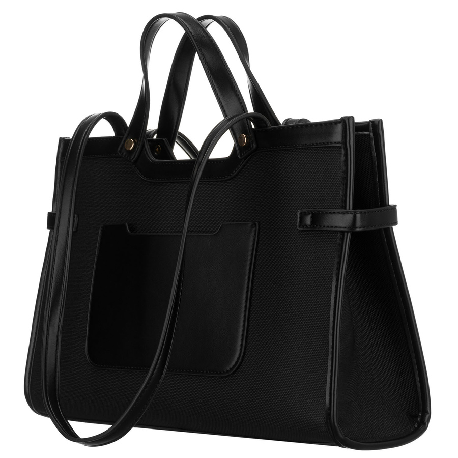 Schwarze Damenhandtasche mit Magnetverschluss, an bequemen Tragegriffen getragen – Peterson – Bild 3