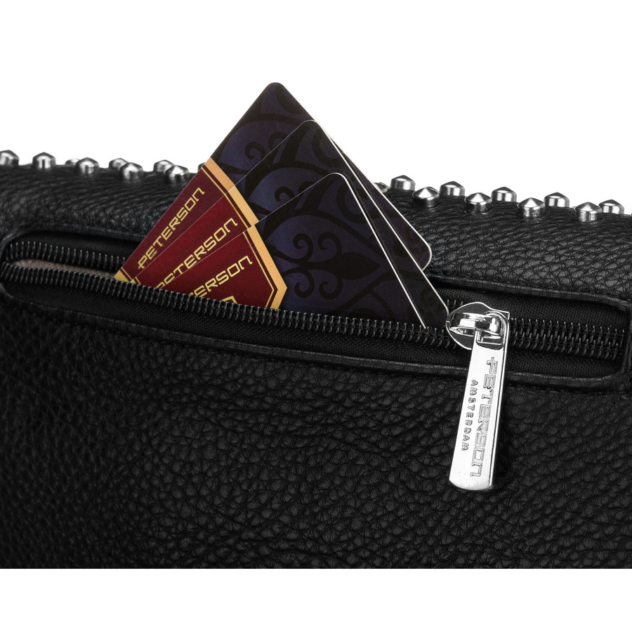 Stilvolle schwarze Damen-Gürteltasche aus Öko-Leder – Peterson – Bild 10