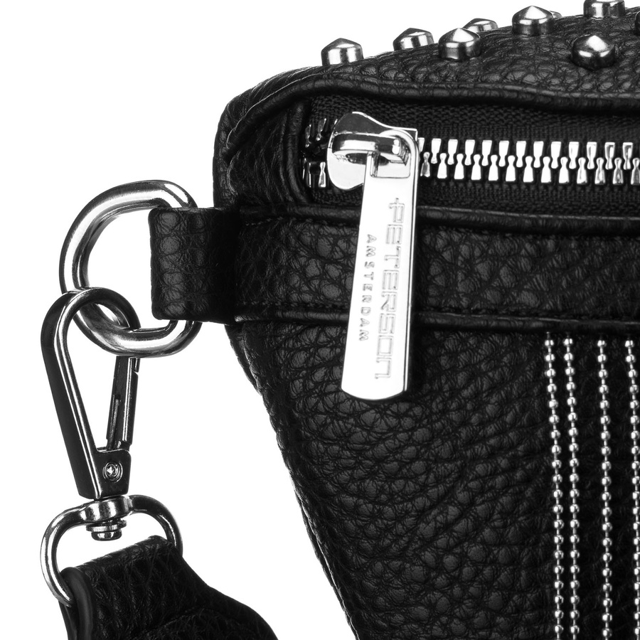 Stilvolle schwarze Damen-Gürteltasche aus Öko-Leder – Peterson – Bild 6