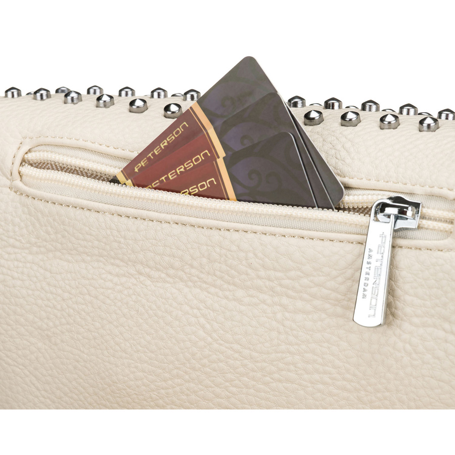Modische Damen-Gürteltasche aus Öko-Leder in hellem Beigeton, mit Reißverschluss verschließbar – Peterson – Bild 9