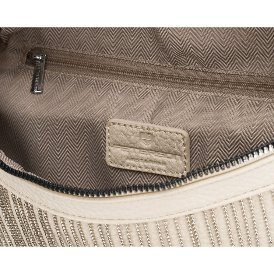 Modische Damen-Gürteltasche aus Öko-Leder in hellem Beigeton, mit Reißverschluss verschließbar – Peterson – Bild 6