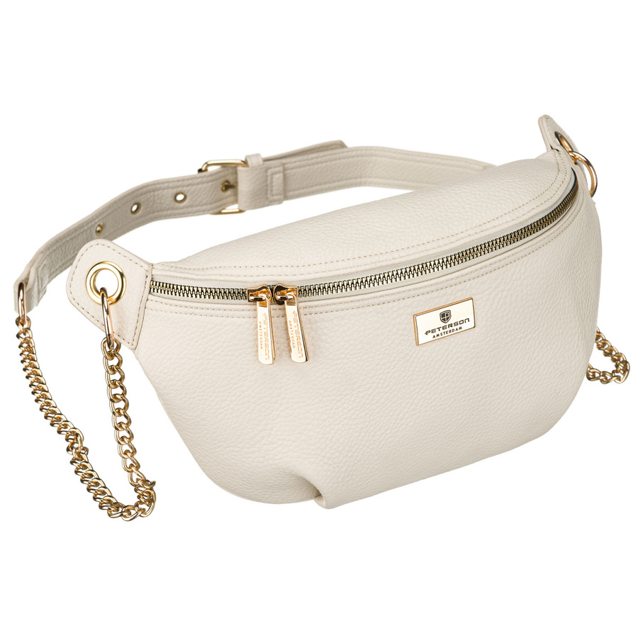 Beige Damen-Gürteltasche aus Öko-Leder mit Reißverschluss – Peterson – Bild 2