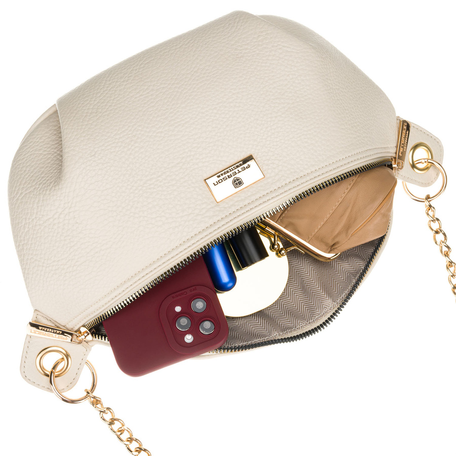 Beige Damen-Gürteltasche aus Öko-Leder mit Reißverschluss – Peterson – Bild 10