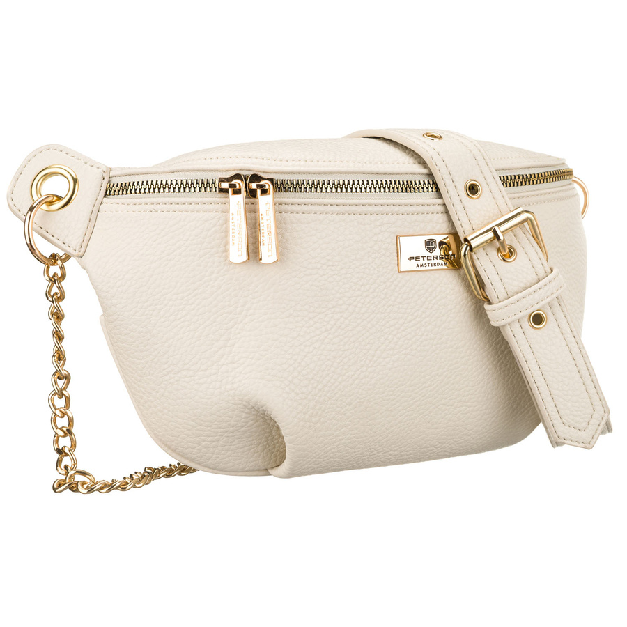 Beige Damen-Gürteltasche aus Öko-Leder mit Reißverschluss – Peterson