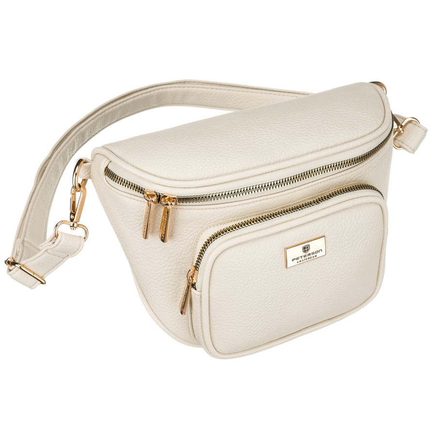 Hellbeige Damen-Gürteltasche aus Öko-Leder mit Reißverschluss – Peterson – Bild 2