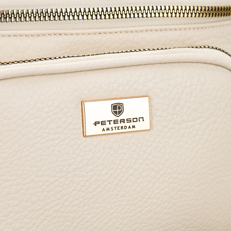Hellbeige Damen-Gürteltasche aus Öko-Leder mit Reißverschluss – Peterson – Bild 5
