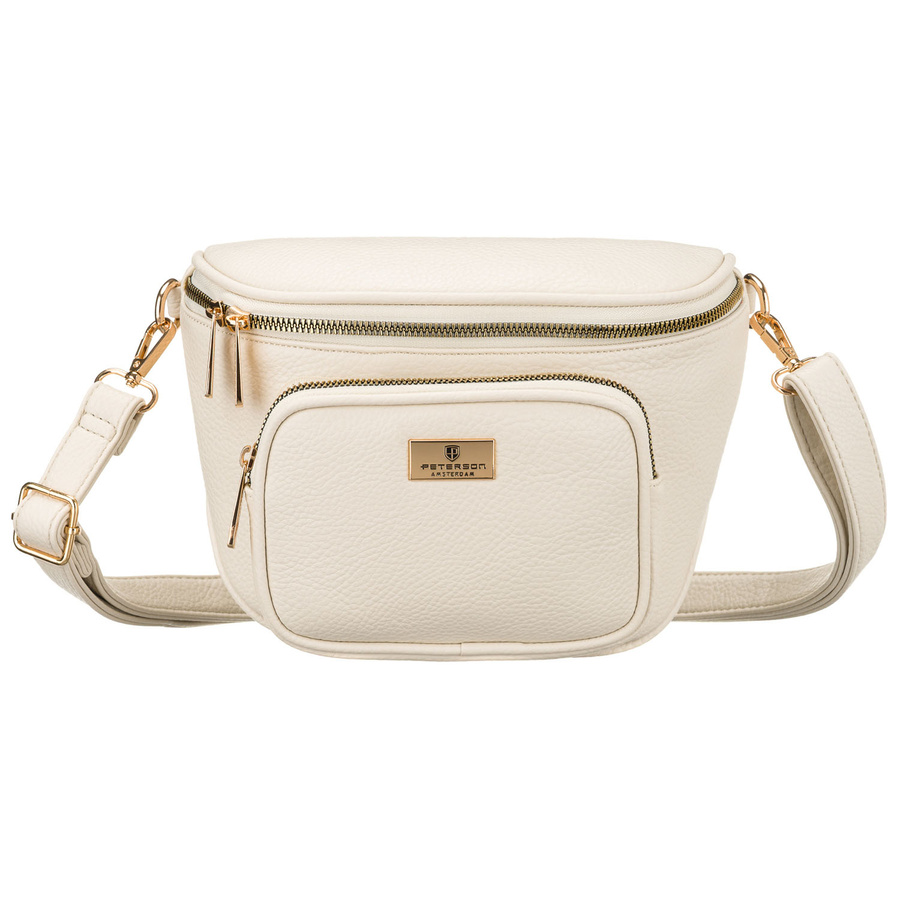Hellbeige Damen-Gürteltasche aus Öko-Leder mit Reißverschluss – Peterson – Bild 3